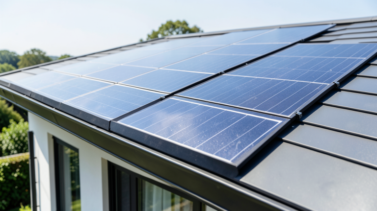 tuile panneau solaire installée sur le toit d'une maison moderne