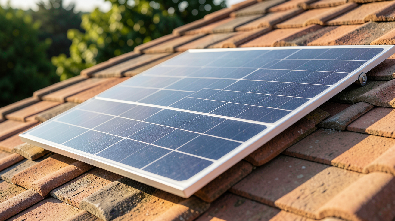 tuile photovoltaïque Imerys (EDILIANS) posée sur un toit en pente, intégration discrète et esthétique