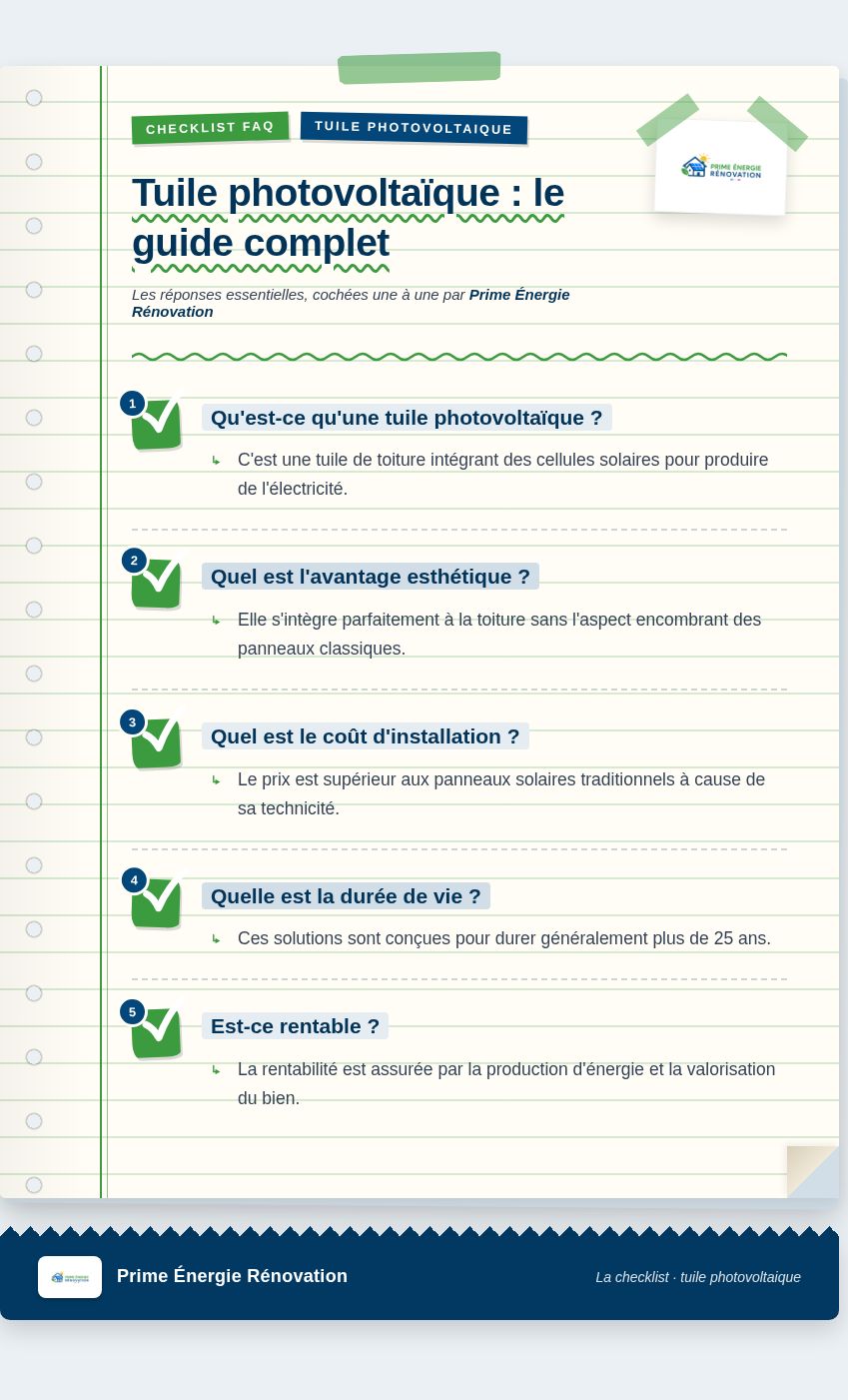 Infographie : Tuile photovoltaïque : le guide complet