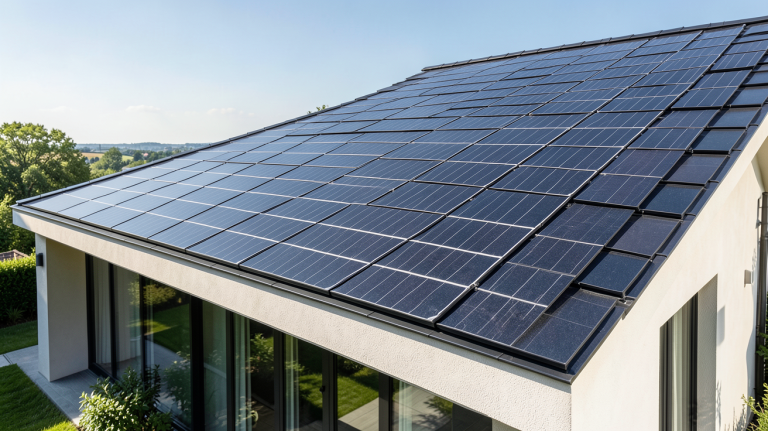 tuile photovoltaïque prix illustrée par une installation esthétique sur le toit d'une maison moderne