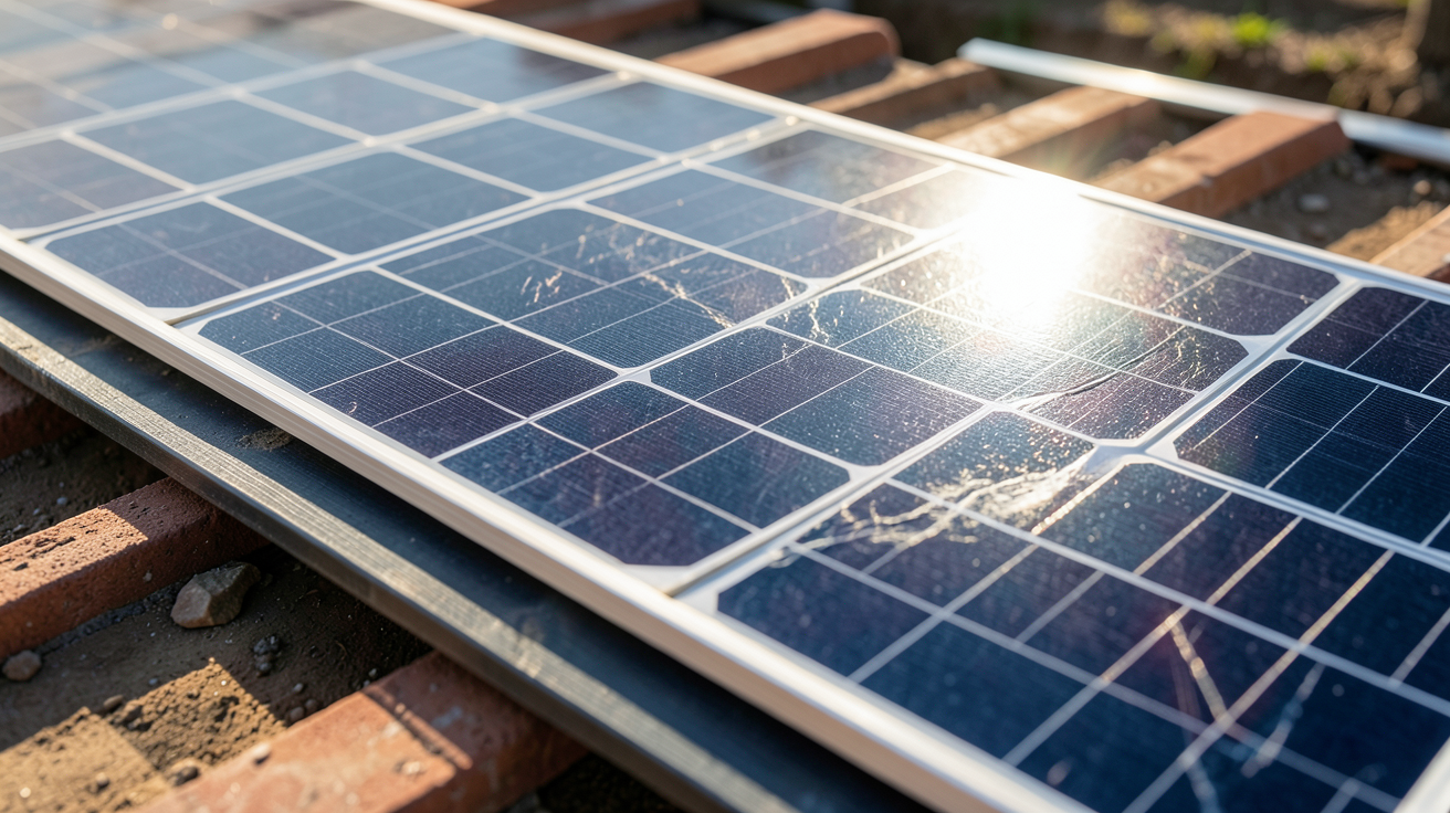 tuile photovoltaïque Saint-Gobain en gros plan montrant les cellules solaires intégrées et leur fonctionnement technique