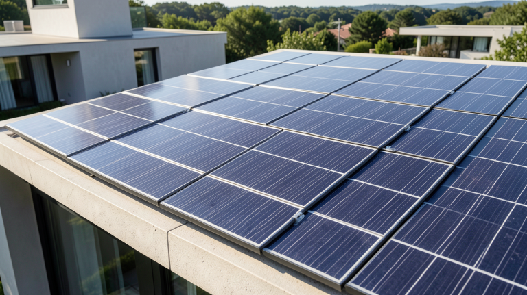 tuile photovoltaïque terreal installée sur une toiture de maison moderne