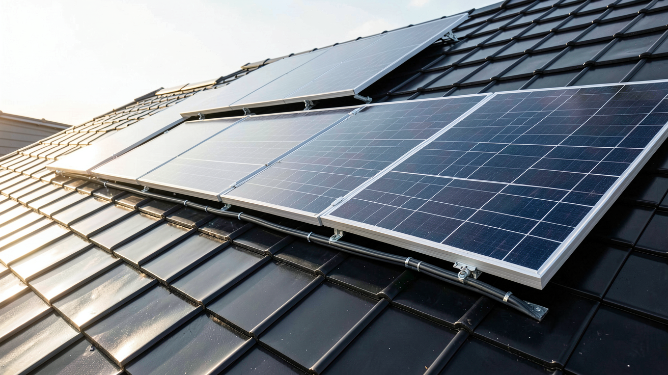 tuile solaire prix comparaison entre tuiles solaires et panneaux photovoltaïques sur une toiture moderne