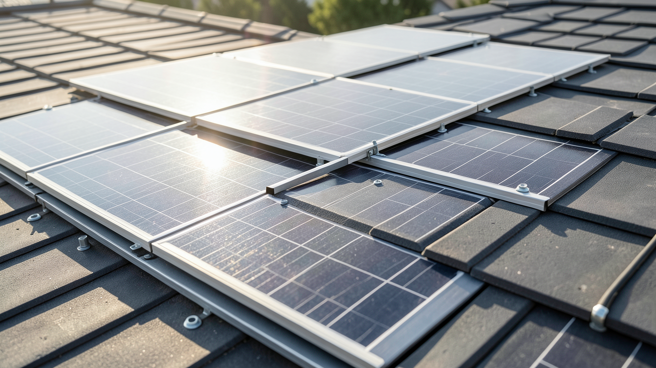 tuiles photovoltaïques sur un toit moderne illustrant les facteurs influençant leur prix au mètre carré