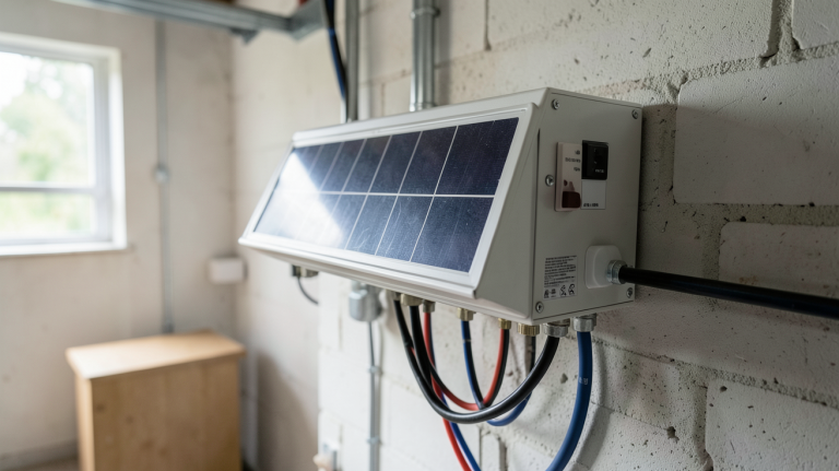 type de batterie pour panneau solaire lithium-ion installée dans un garage moderne