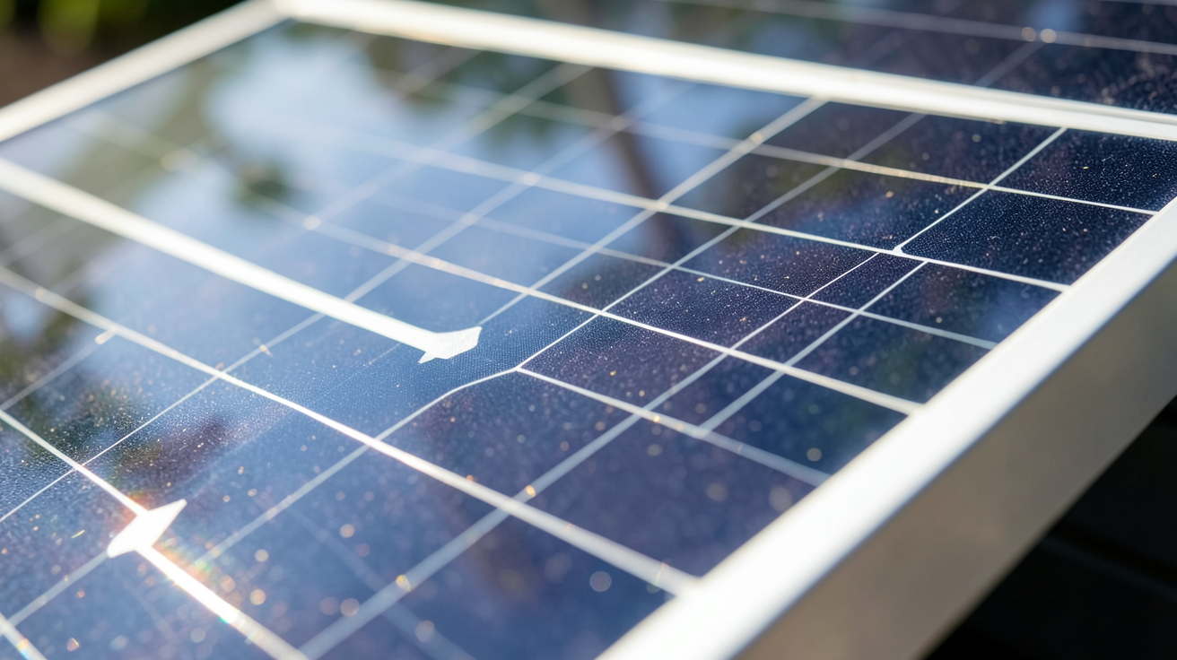 un panneau solaire en gros plan montrant les cellules photovoltaïques en silicium et leur fonctionnement