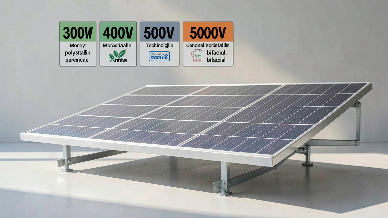 un panneau solaire avec des étiquettes de prix par puissance et technologie pour l'année 2024