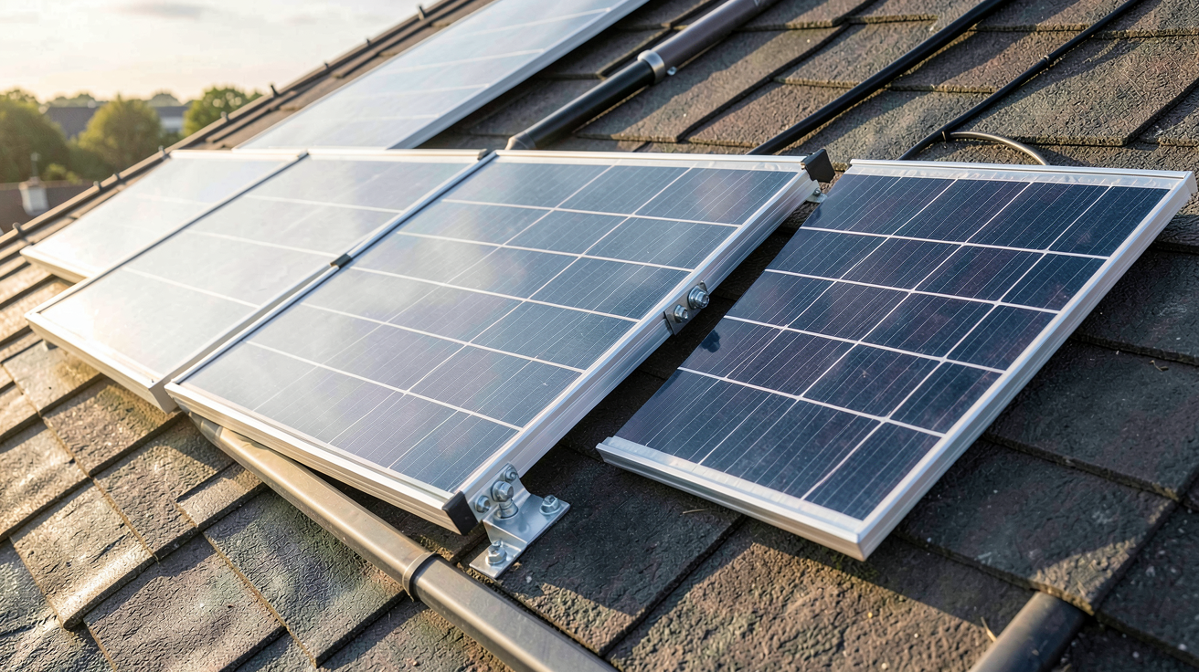 un panneau solaire prix comparatif des marques 2024 posé sur un toit avec plusieurs modèles côte à côte