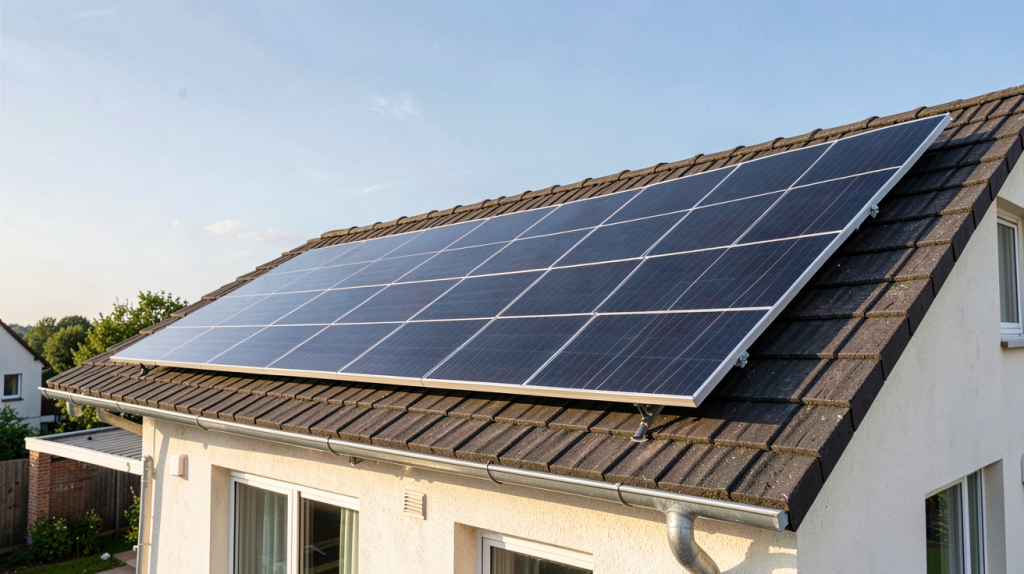 un panneau solaire prix installation sur le toit d'une maison individuelle