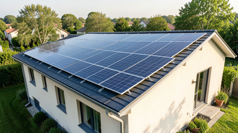 vente de panneaux photovoltaïques installation sur toit de maison moderne