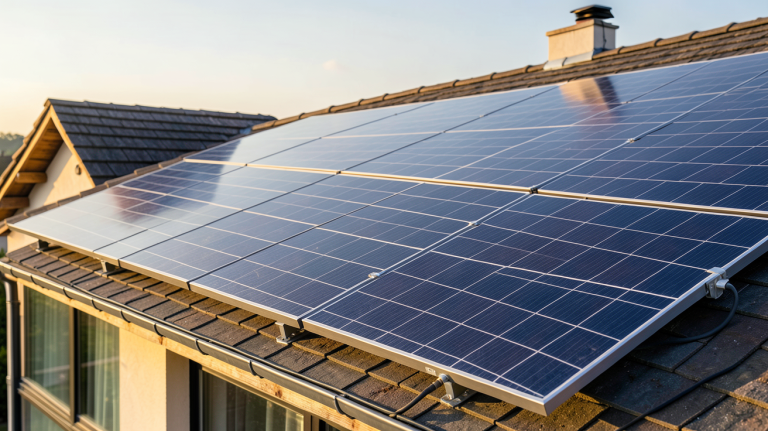 vente d'électricité par panneaux solaires photovoltaïques installés sur le toit d'une maison résidentielle