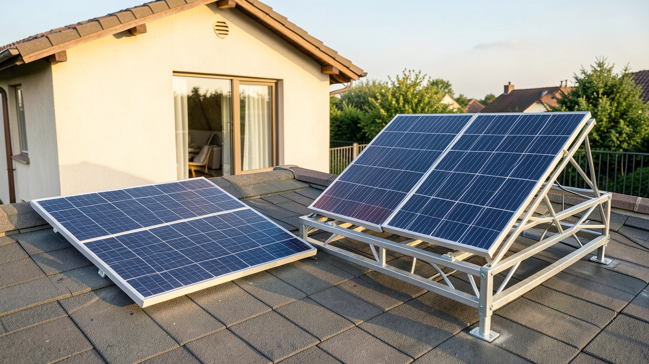vente panneau solaire : comparaison entre un kit solaire clé en main et une installation sur mesure sur un toit de maison