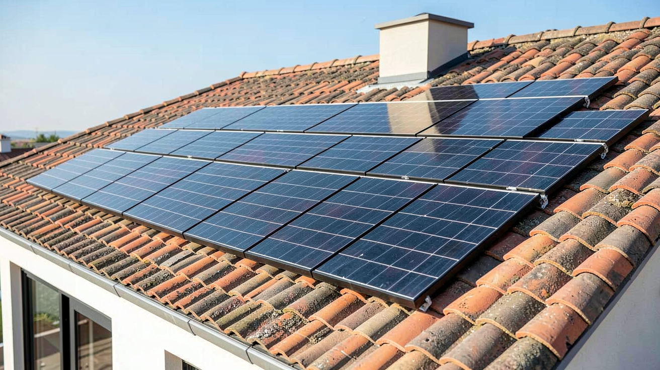 verlaine panneau solaire installé sur le toit d'une maison individuelle contemporaine de 6 kWc