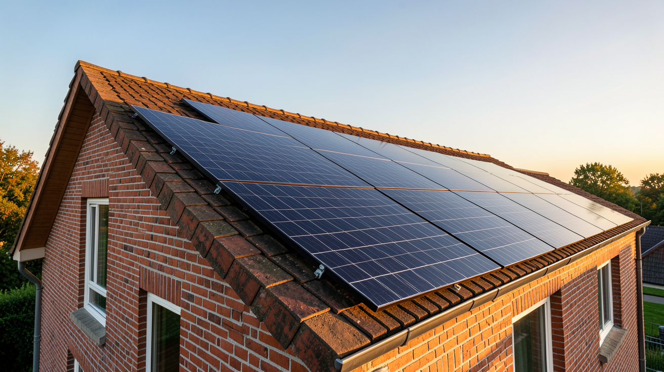verlaine photovoltaïque installation photovoltaïque sur le toit d'une maison en brique rouge à Verlaine