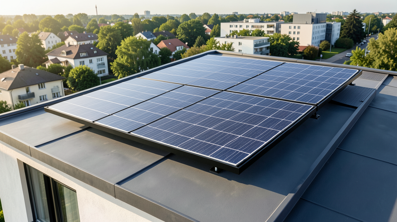 viessmann panneau solaire installé sur le toit d'une maison contemporaine