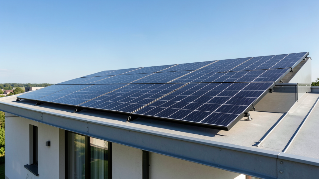 viessmann photovoltaique installation sur le toit d'une maison moderne