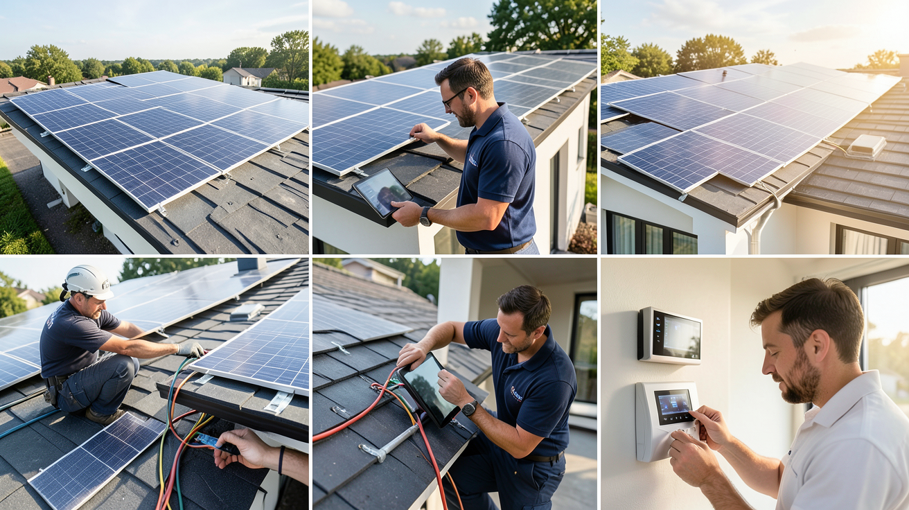 voltalia ikea étapes d'installation des panneaux solaires : visite technique, pose des panneaux, branchement électrique et mise en service