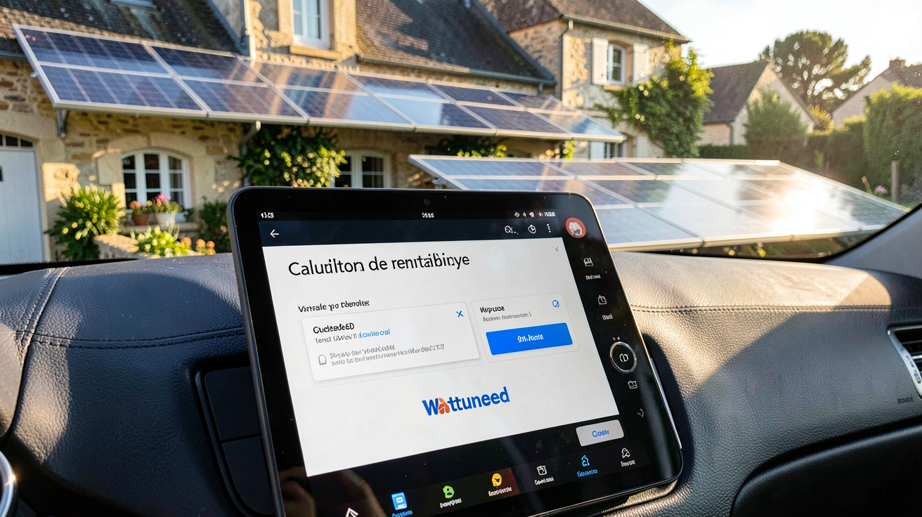 wattuneed france calculateur de rentabilité affichant le coût d’une installation solaire avec panneaux photovoltaïques