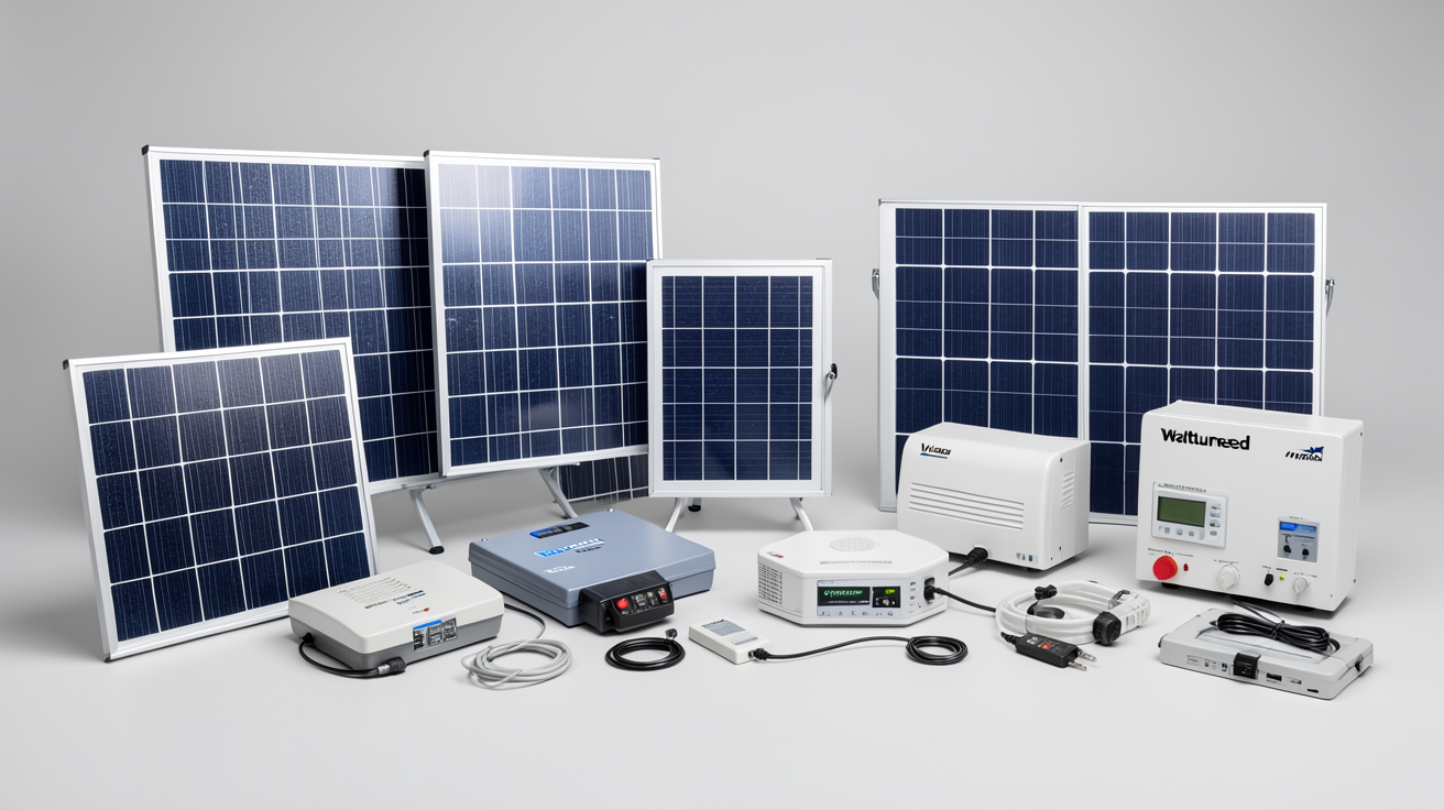 wattuneed solaire différentes gammes de produits photovoltaïques exposées en étalage professionnel