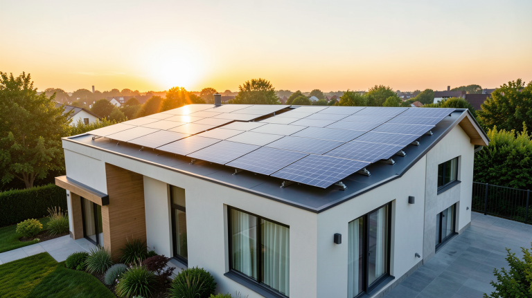 wattuneed solaire panneaux photovoltaïques installés sur le toit d'une maison moderne